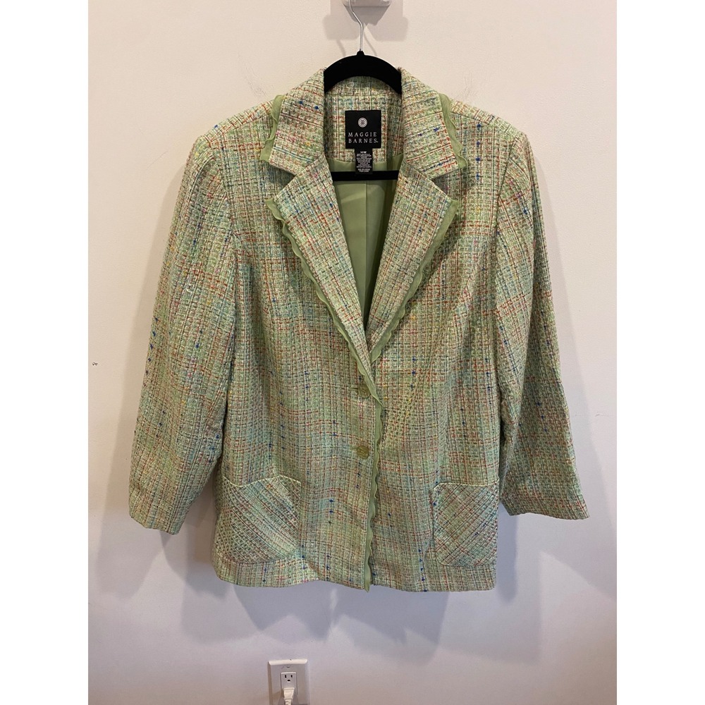 Maggie Barnes Vintage Plus Size‎ Tweed Ruffled Blazer